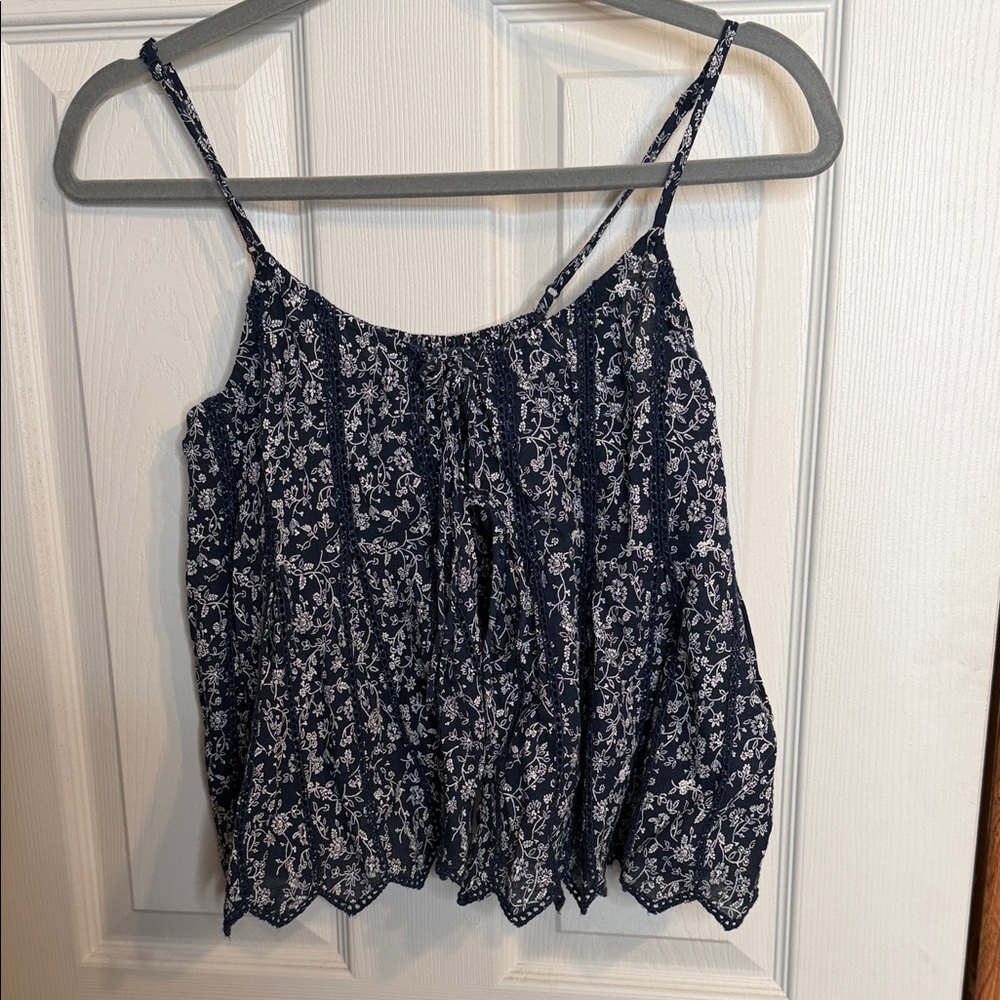 American Eagle Outfitters Navy Floral Spaghetti-Strap Camisole